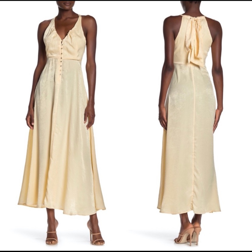 Free People silky champagne dress with buttons!